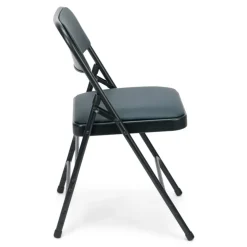 FirmFold™ Premium Triple-Braced Vinyl Padded Metal Folding Chair - Navy Blue