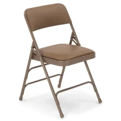 FirmFold™ Premium Triple-Braced Vinyl Padded Metal Folding Chair - Beige