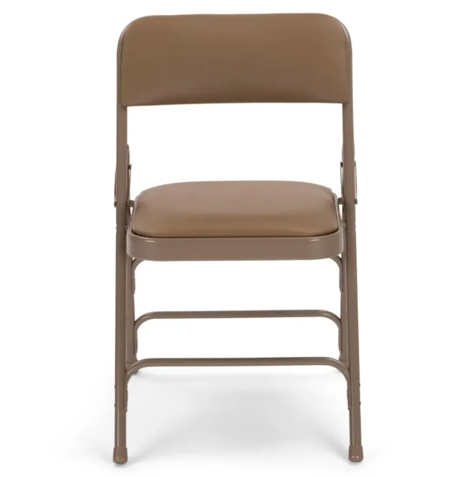 FirmFold™ Premium Triple-Braced Vinyl Padded Metal Folding Chair - Beige