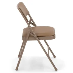 FirmFold™ Premium Triple-Braced Vinyl Padded Metal Folding Chair - Beige
