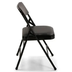FirmFold™ Premium Triple-Braced Vinyl Padded Metal Folding Chair - Black