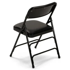 FirmFold™ Premium Triple-Braced Vinyl Padded Metal Folding Chair - Black