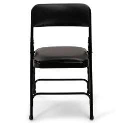 FirmFold™ Premium Triple-Braced Vinyl Padded Metal Folding Chair - Black