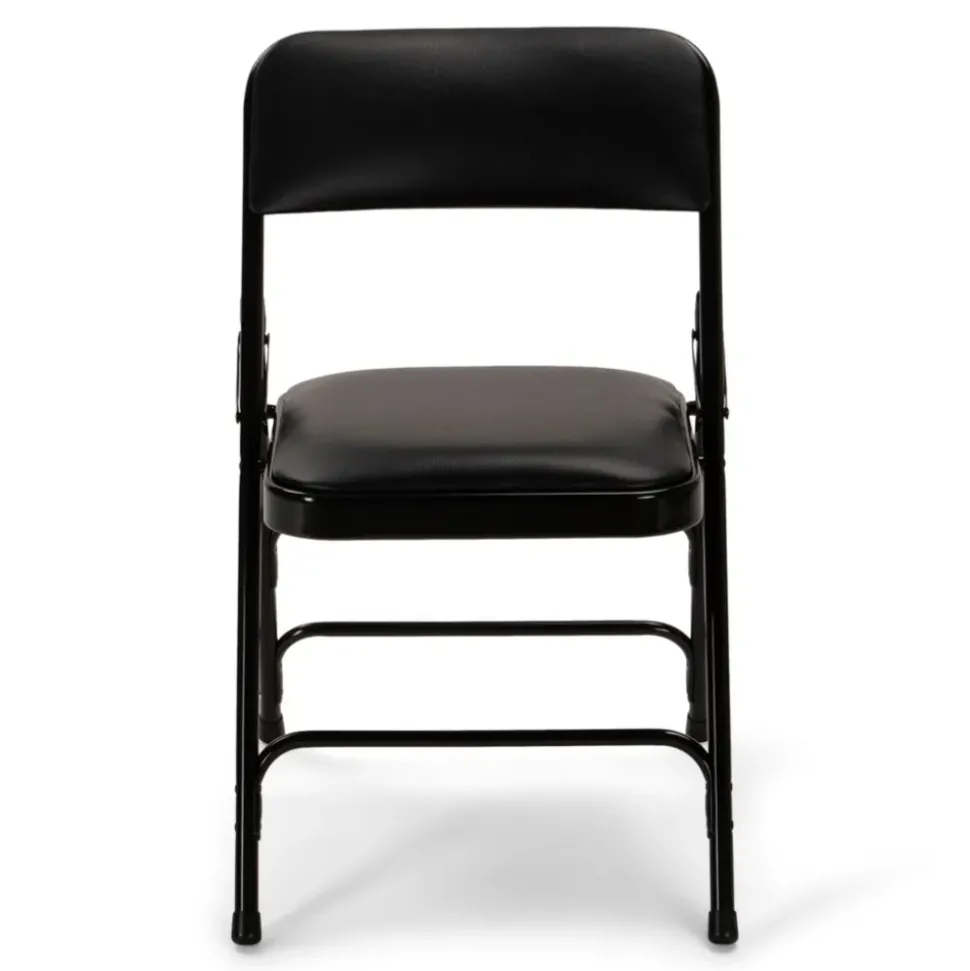 FirmFold™ Premium Triple-Braced Vinyl Padded Metal Folding Chair - Black