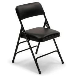 FirmFold™ Premium Triple-Braced Vinyl Padded Metal Folding Chair - Black
