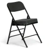 FirmFold™ Premium Triple-Braced Fabric Padded Metal Folding Chair - Black Fabric 2'' Cushion
