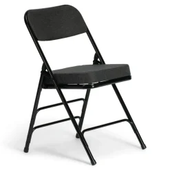 FirmFold™ Premium Triple-Braced Fabric Padded Metal Folding Chair - Black Fabric 2'' Cushion