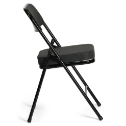 FirmFold™ Premium Triple-Braced Fabric Padded Metal Folding Chair - Black Fabric 2'' Cushion