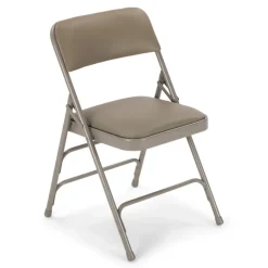 FirmFold™ Premium Triple-Braced Vinyl Padded Metal Folding Chair - Grey