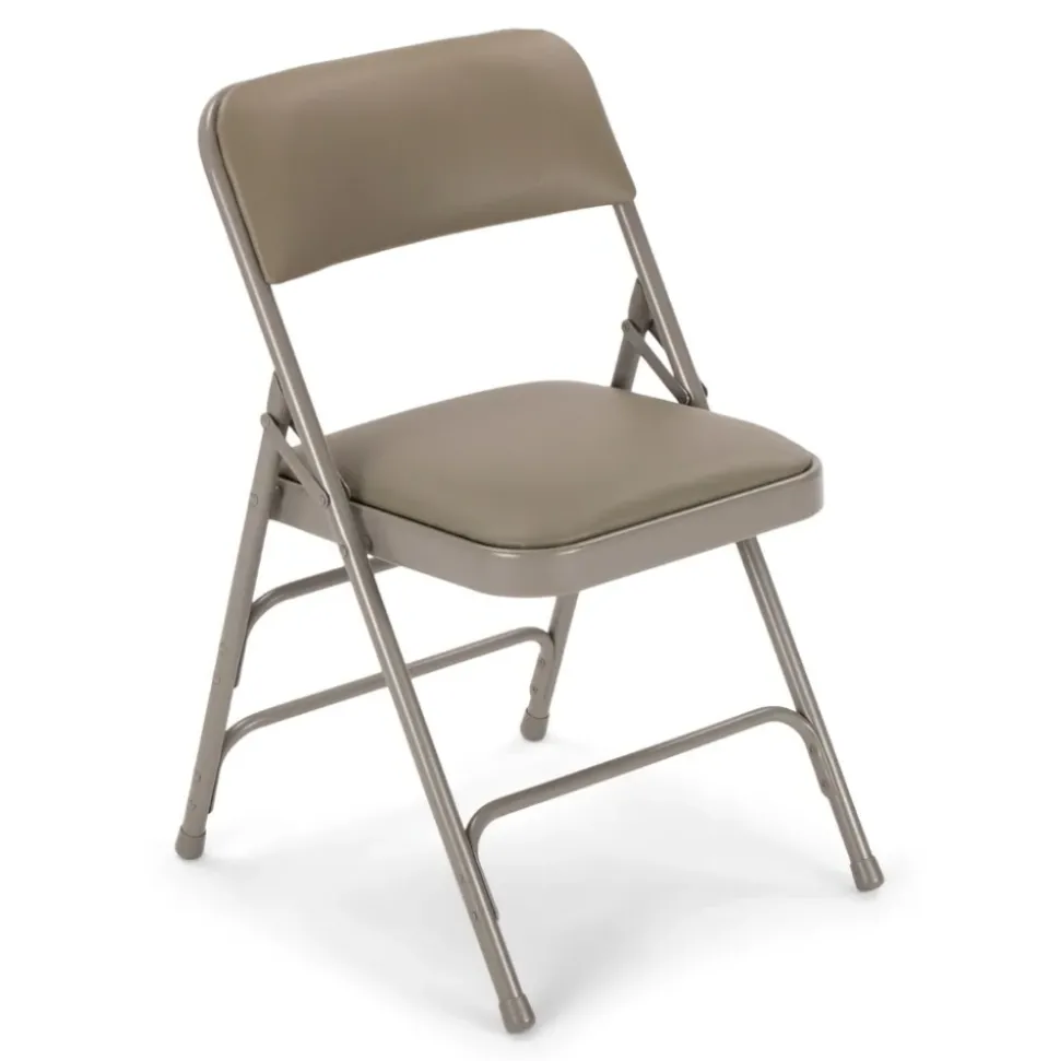 FirmFold™ Premium Triple-Braced Vinyl Padded Metal Folding Chair - Grey
