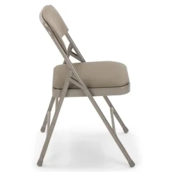 FirmFold™ Premium Triple-Braced Vinyl Padded Metal Folding Chair - Grey