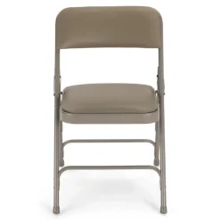 FirmFold™ Premium Triple-Braced Vinyl Padded Metal Folding Chair - Grey