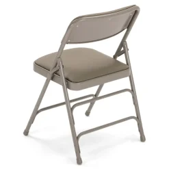 FirmFold™ Premium Triple-Braced Vinyl Padded Metal Folding Chair - Grey