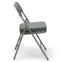 FirmFold™ Premium Triple-Braced Fabric Padded Metal Folding Chair - Gray Fabric/Gray Frame with 2'' Cushion