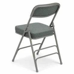 FirmFold™ Premium Triple-Braced Fabric Padded Metal Folding Chair - Gray Fabric/Gray Frame with 2'' Cushion