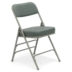 FirmFold™ Premium Triple-Braced Fabric Padded Metal Folding Chair - Gray Fabric/Gray Frame with 2'' Cushion