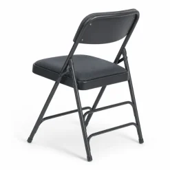 FirmFold™ Premium Triple-Braced Fabric Padded Metal Folding Chair - Navy Fabric