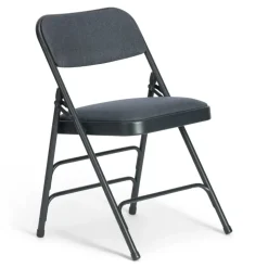 FirmFold™ Premium Triple-Braced Fabric Padded Metal Folding Chair - Navy Fabric