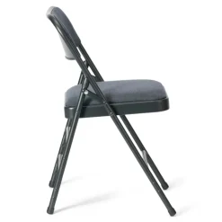 FirmFold™ Premium Triple-Braced Fabric Padded Metal Folding Chair - Navy Fabric