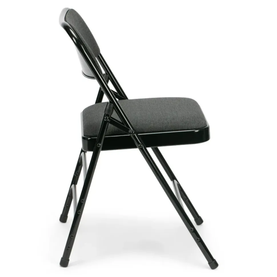 FirmFold™ Premium Triple-Braced Fabric Padded Metal Folding Chair - Black