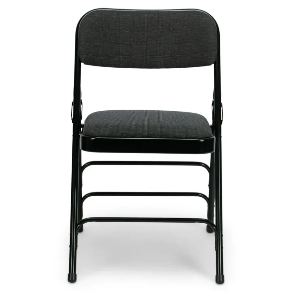 FirmFold™ Premium Triple-Braced Fabric Padded Metal Folding Chair - Black