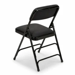 FirmFold™ Premium Triple-Braced Fabric Padded Metal Folding Chair - Black
