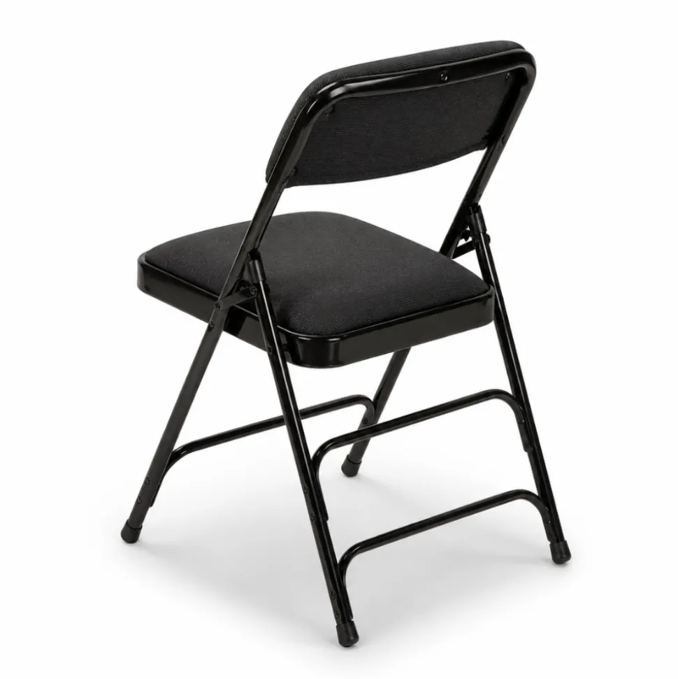 FirmFold™ Premium Triple-Braced Fabric Padded Metal Folding Chair - Black
