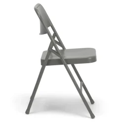 FirmFold™ Premium Triple-Braced Steel Folding Chair - Grey