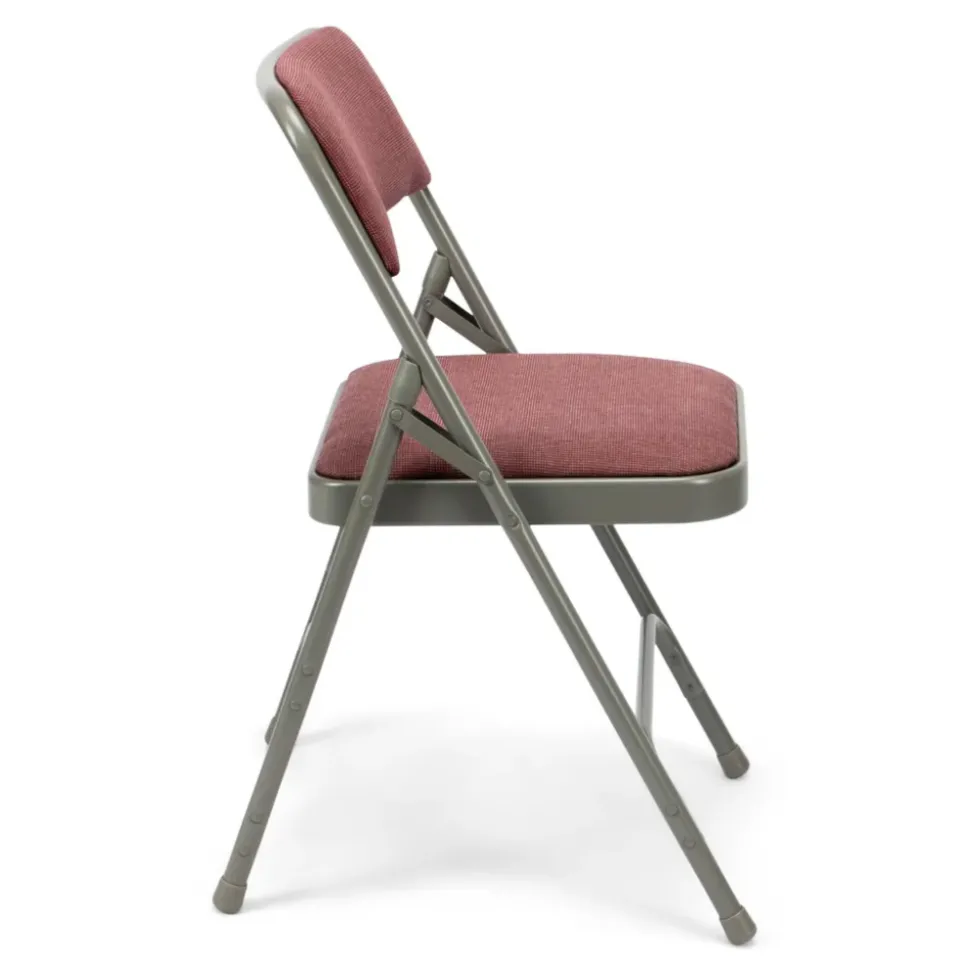 FirmFold™ Premium Triple-Braced Fabric Padded Metal Folding Chair - Cabernet