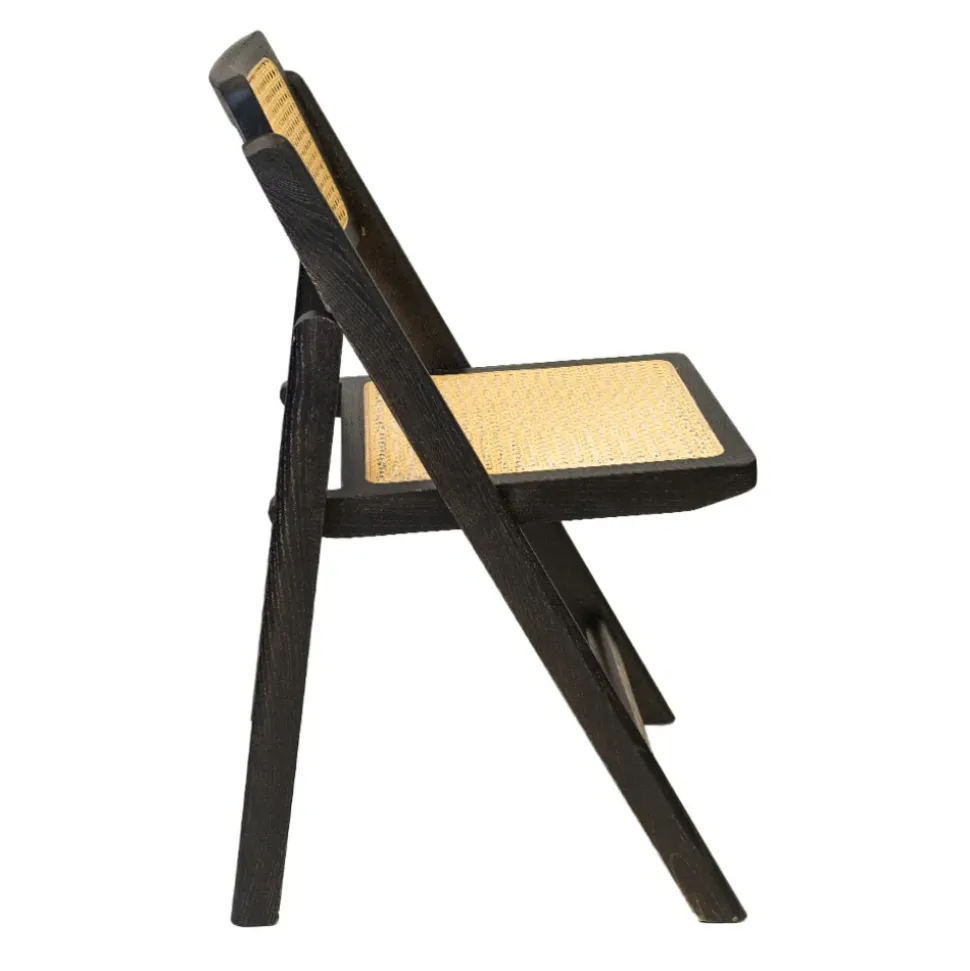 FirmFold™ Rattan Folding Chair - Black