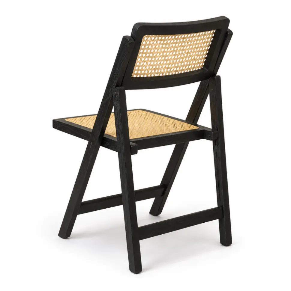FirmFold™ Rattan Folding Chair - Black