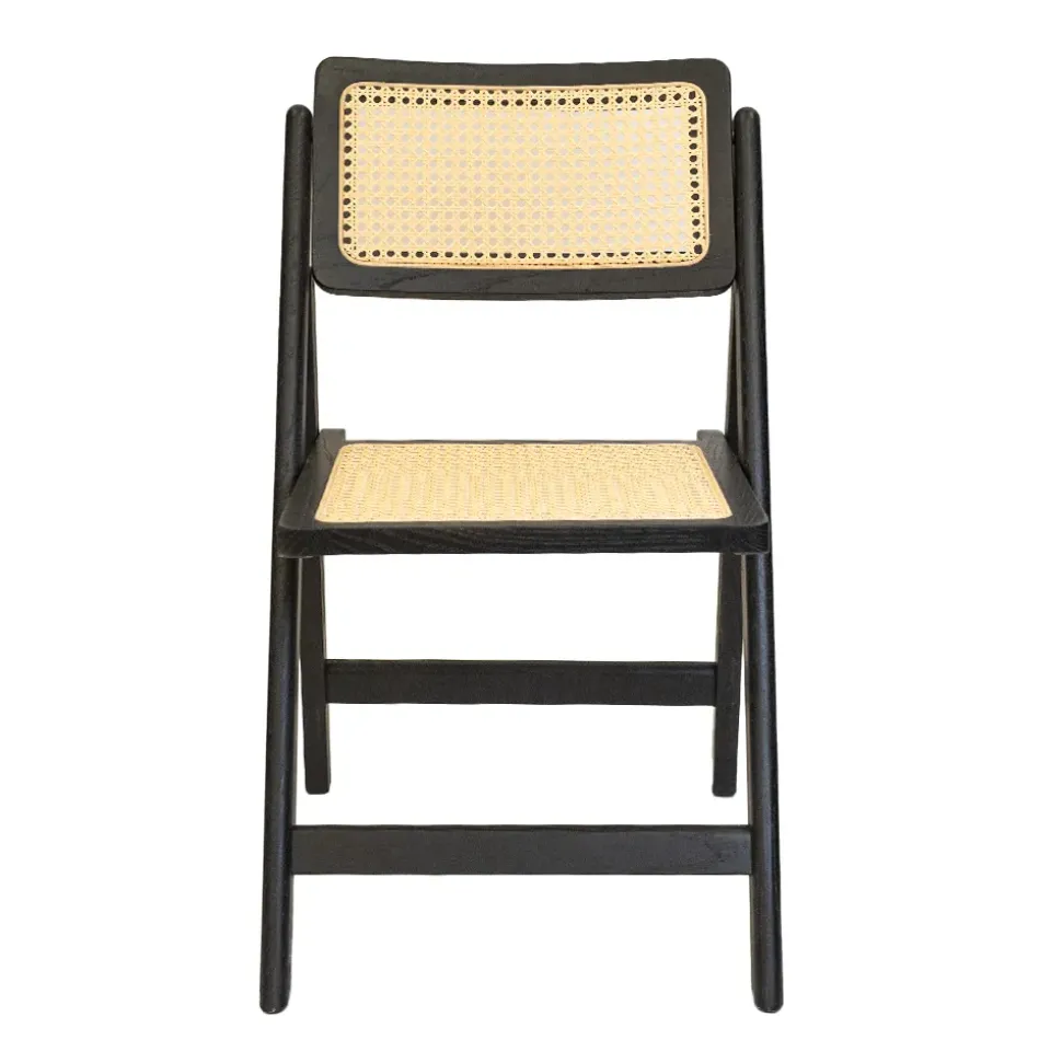 FirmFold™ Rattan Folding Chair - Black