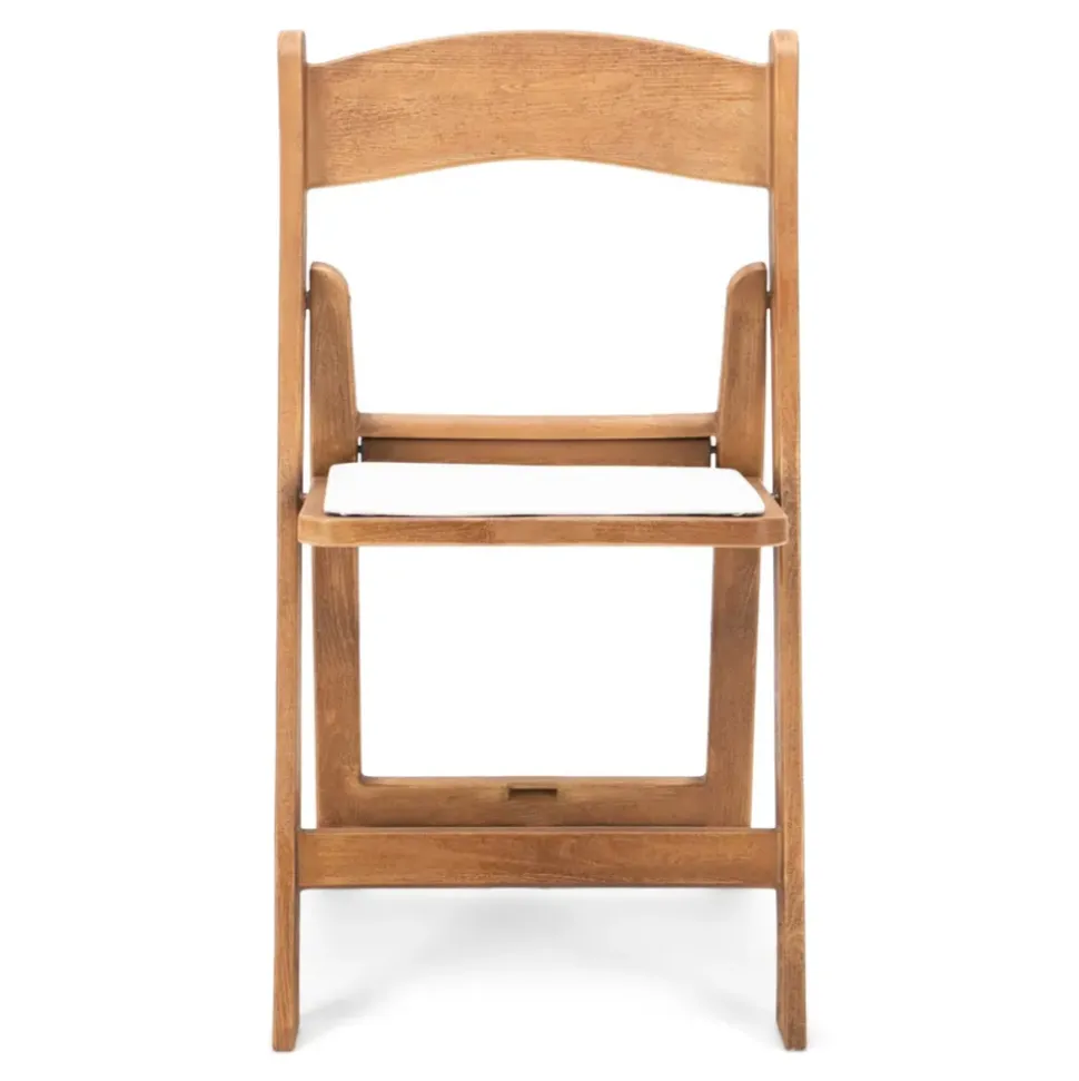 FirmFold™ Resin Folding Chair w/ Wood-Grain Aesthetic - Natural