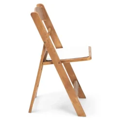 FirmFold™ Resin Folding Chair w/ Wood-Grain Aesthetic - Natural