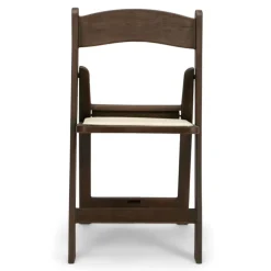 FirmFold™ Resin Folding Chair w/ Wood-Grain Aesthetic - Walnut