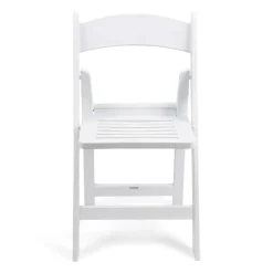 FirmFold™ Resin Folding Chair with Slatted Seat - White