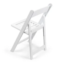 FirmFold™ Resin Folding Chair with Slatted Seat - White