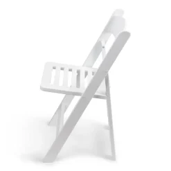 FirmFold™ Resin Folding Chair with Slatted Seat - White