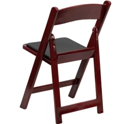 FirmFold™ Resin Folding Chair w/ Vinyl Black Padded Seat - 1000 lb Capacity - Red Mahogany