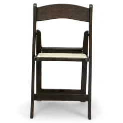 FirmFold™ Resin Folding Chair w/ Wood-Grain Aesthetic - Dark Walnut