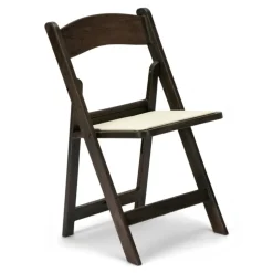 FirmFold™ Resin Folding Chair w/ Wood-Grain Aesthetic - Dark Walnut
