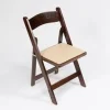 FirmFold™ Wood Folding Chair w/ Vinyl Beige Padded Seat - Fruitwood
