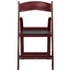FirmFold™ Wood Folding Chair w/ Vinyl Black Padded Seat - Red Mahogany