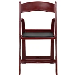 FirmFold™ Wood Folding Chair w/ Vinyl Black Padded Seat - Red Mahogany