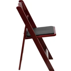 FirmFold™ Wood Folding Chair w/ Vinyl Black Padded Seat - Red Mahogany