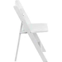 FirmFold™ Wood Folding Chair w/ Vinyl Padded Seat - White