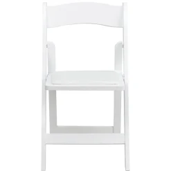 FirmFold™ Wood Folding Chair w/ Vinyl Padded Seat - White