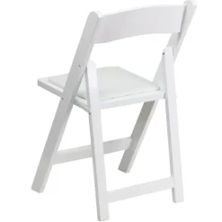 FirmFold™ Wood Folding Chair w/ Vinyl Padded Seat - White