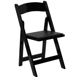 FirmFold™ Wood Folding Chair w/ Vinyl Padded Seat - Black