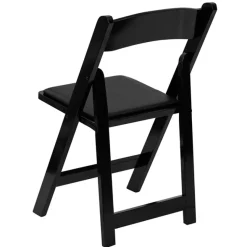 FirmFold™ Wood Folding Chair w/ Vinyl Padded Seat - Black